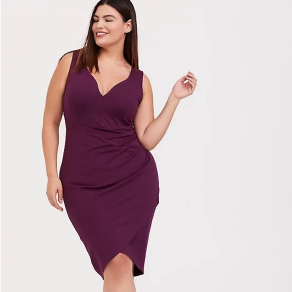 Torrid Burgundy Purple Premium Ponte Bodycon Dress